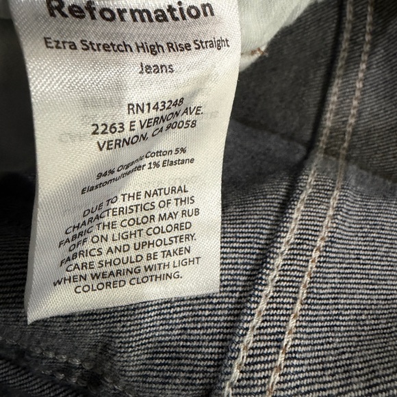 Reformation Ezra Stretch High Rise Straight Jeans in Galene Wash Size 27 - Picture 8 of 11